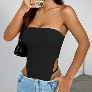Strapless Black Cutout Bodysuit